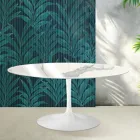 Saarinen Tulip Ausziehtisch H 74 cm in glänzender Statuario Florim Keramik - Scharlachrot Viadurini