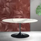 Saarinen Tulip Ausziehtisch H 74 cm in Florim Statuario Mattkeramik - Scharlachrot Viadurini
