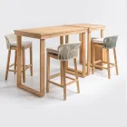 Hoher Bartisch aus gebürstetem, natürlichem Teakholz - Sponda Viadurini