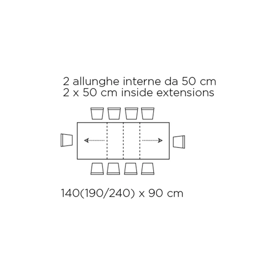 Tisch mit Innenverlängerungen und Klappkante aus Laminat, hergestellt in Italien – Gordito Viadurini