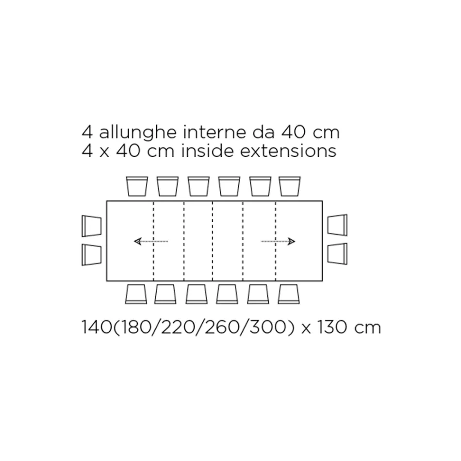 Tisch mit Innenverlängerungen und Klappkante aus Laminat, hergestellt in Italien – Gordito Viadurini