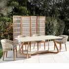 Tisch mit Holzsockel und Chianca-Keramikplatte von Ostuni - Infinity Viadurini