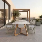 Tisch mit Keramikplatte und Untergestell aus massivem Teakholz, hergestellt in Italien – Bluse Viadurini
