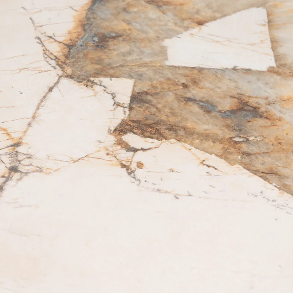 Tisch mit Keramikplatte und Untergestell aus massivem Teakholz, hergestellt in Italien – Bluse Viadurini