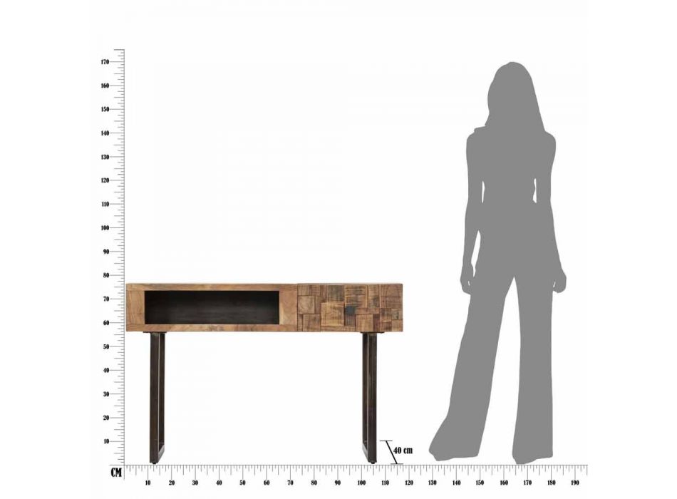 Konsolentisch aus Eisen und Akazienholz mit Design-Schublade - Dena Viadurini