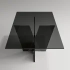 Rechteckiger Küchentisch mit Glasplatte und Untergestell Made in Italy - Tiseo Viadurini