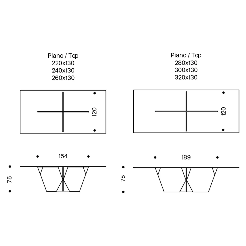 Rechteckiger Küchentisch mit Glasplatte und Untergestell Made in Italy - Tiseo Viadurini