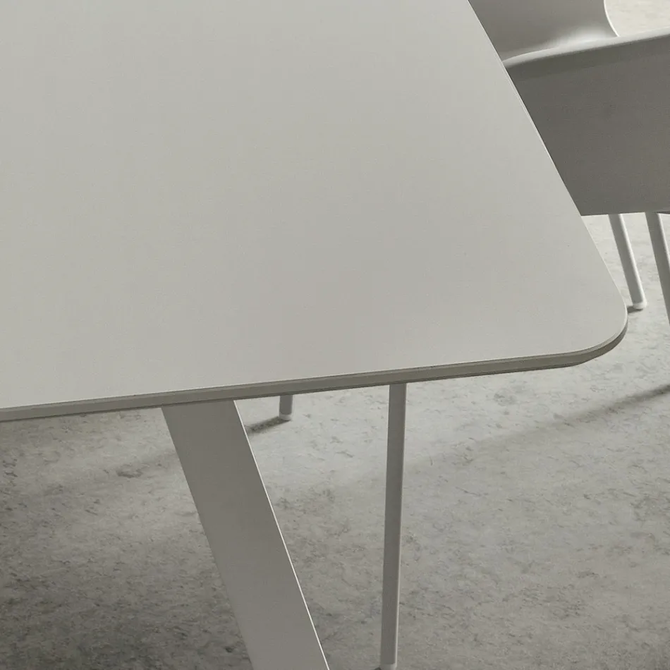 Küchentisch mit Fassplatte aus Fenix Made in Italy, Luxus – Lingotto Viadurini