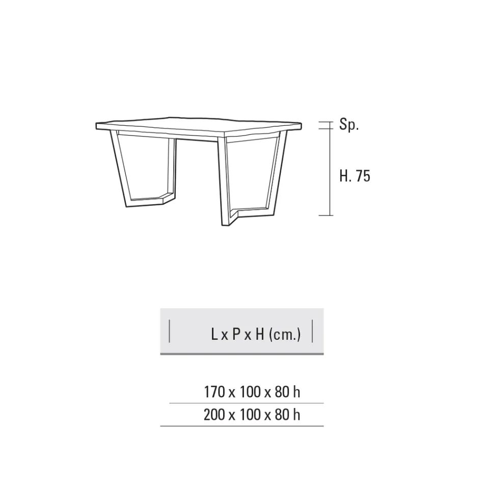 Feststehender Küchentisch aus Metall und Holzplatte Made in Italy - Bastiano Viadurini