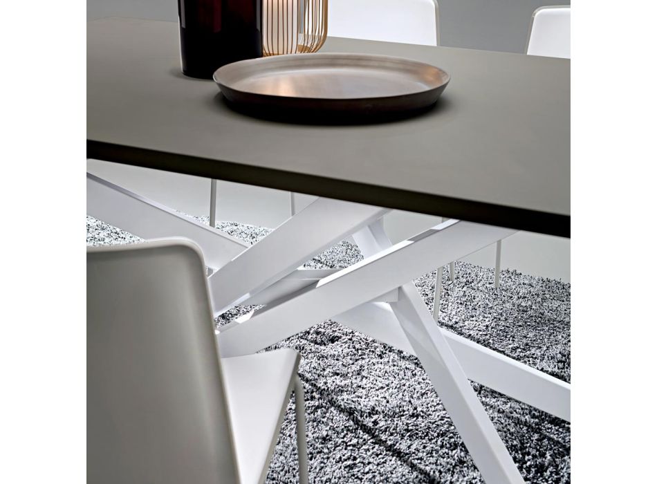 Küchentisch aus Fenix und Weißmetall von Qualität Made in Italy - Carlino Viadurini