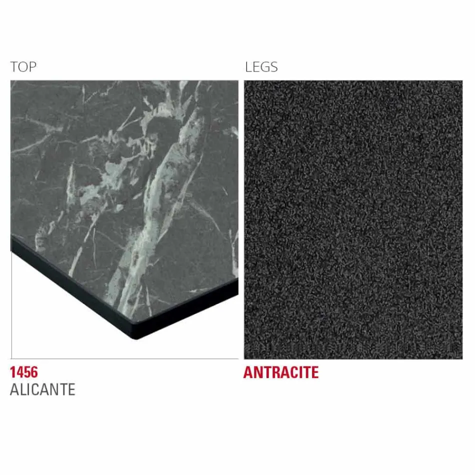 Hpl Küchentisch mit anthrazitfarbenem Metallfuß Made in Italy - Aresto Viadurini