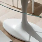 Luxuriöser Küchentisch aus gehärtetem Glas und Marmor, hergestellt in Italien – Brontolo Viadurini