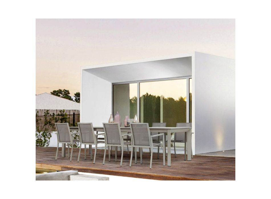 Ausziehbarer Tisch im Freien Bis zu 240 cm in Aluminium Homemotion - Casper Viadurini