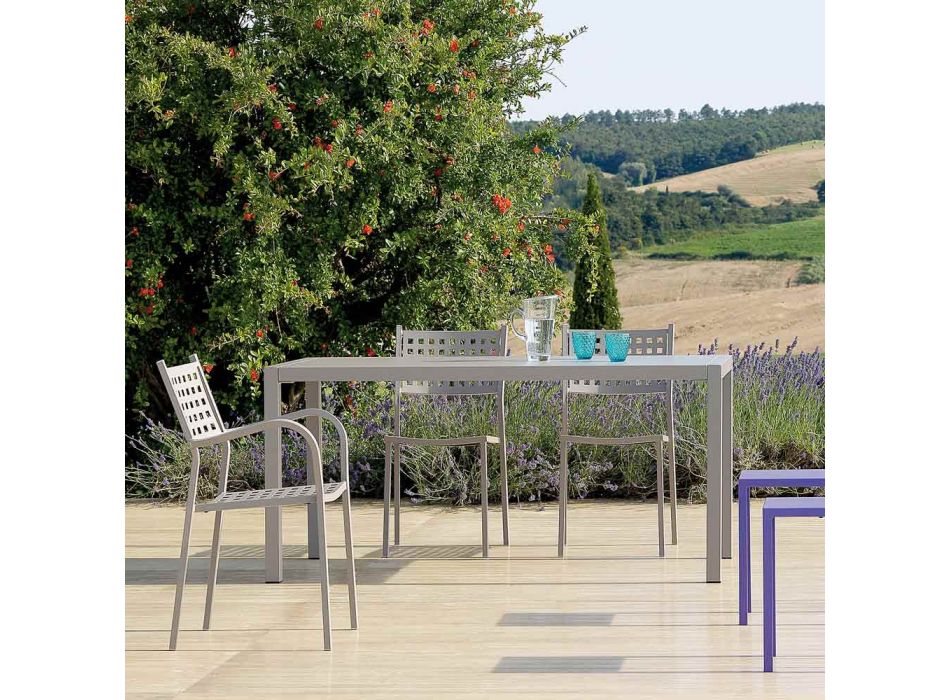 Rechteckiger Gartentisch aus verzinktem Stahl Made in Italy - Azul Viadurini