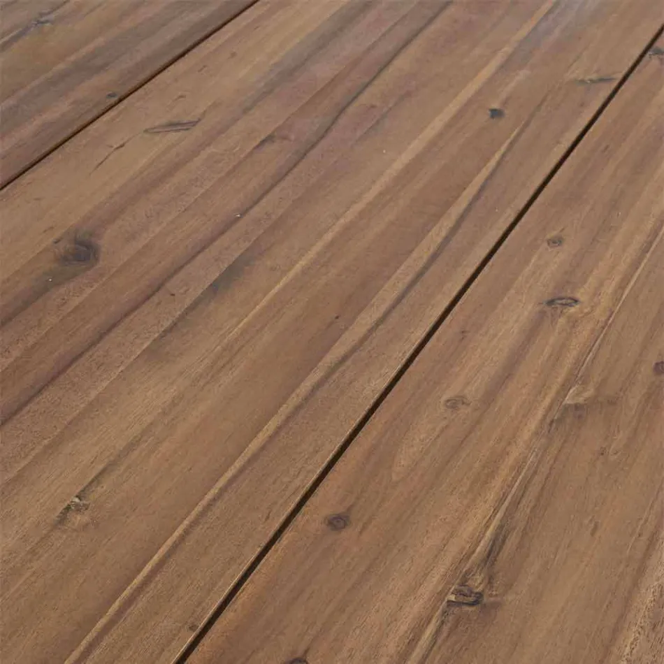 Tisch im Freien aus Akazienholz mit Beinen aus lackiertem Stahl - Sheldon Viadurini