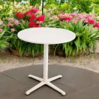 Runder Tisch für draußen Durchmesser 75 cm in Beige Aluminium - Brisea Viadurini