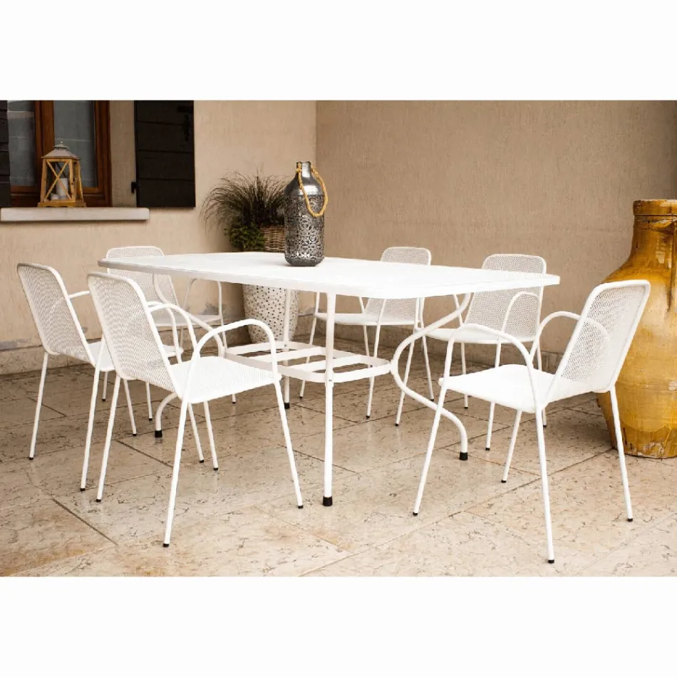 180 cm langer Gartentisch aus Metallgeflecht, hergestellt in Italien - Lirion Viadurini