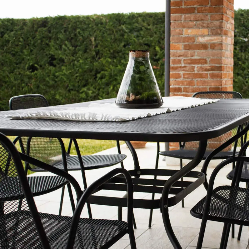 180 cm langer Gartentisch aus Metallgeflecht, hergestellt in Italien - Lirion Viadurini