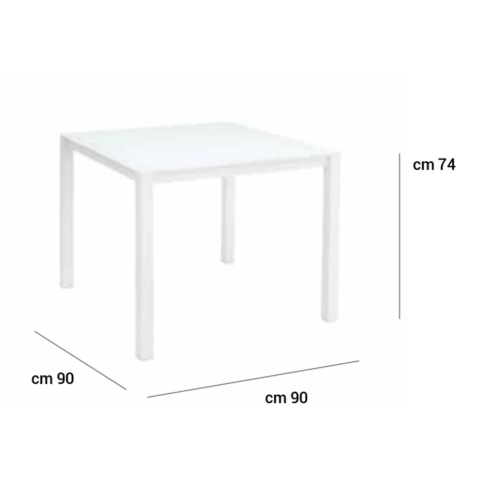 Gartentisch mit Struktur aus lackiertem Aluminium und Glasplatte - Salim Viadurini