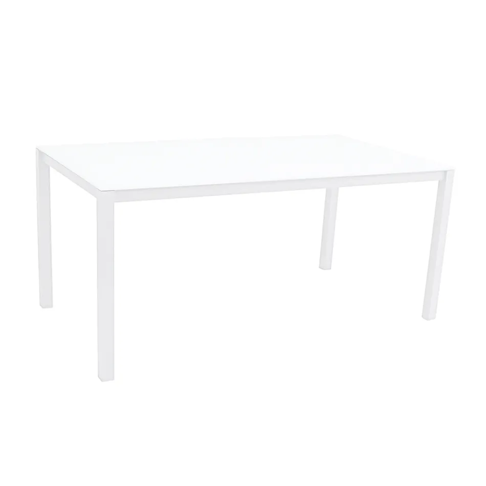 Gartentisch mit Struktur aus lackiertem Aluminium und Glasplatte - Salim Viadurini