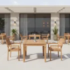 Gartentisch mit Struktur aus gebürstetem Naturteak - Artes Viadurini