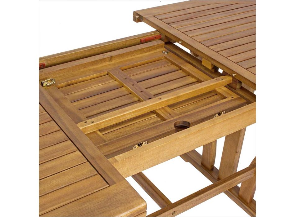 Ausziehbarer Design-Gartentisch bis 200 cm oval aus Holz – Roxen Viadurini