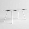 Gartentisch aus modernem Design aus weißem Aluminium und HPL-Laminat - Oceania2