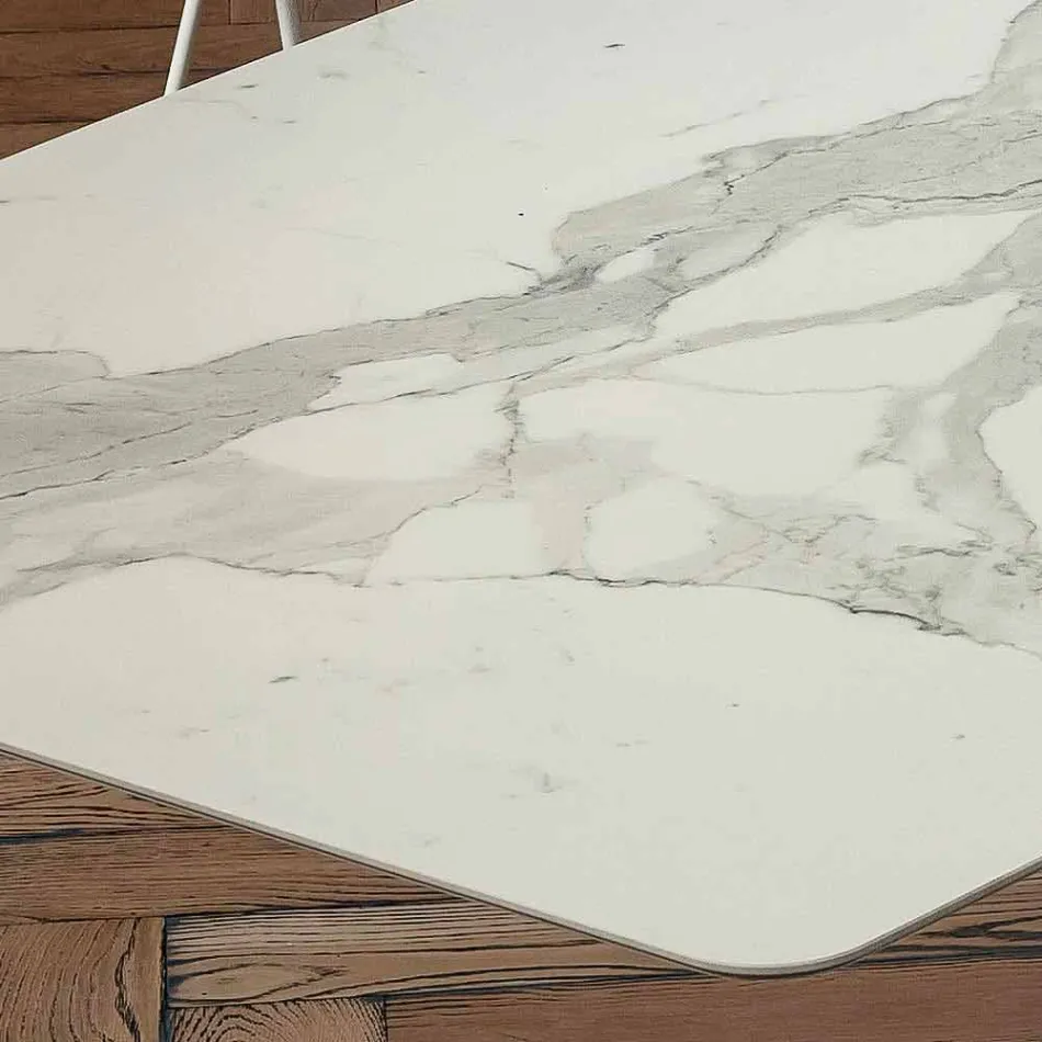 Barrel Esstisch aus Laminam und synthetischem Marmor Made in Italy - Brontolo Viadurini