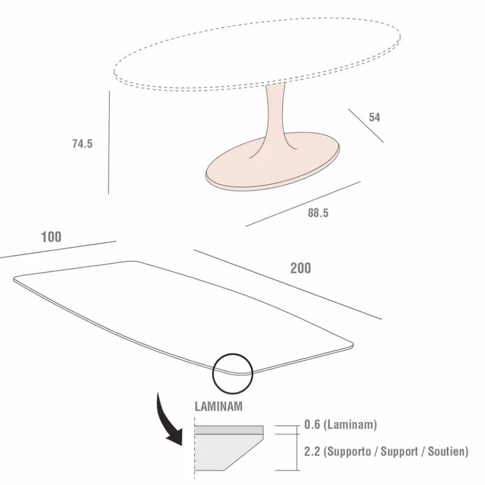 Barrel Esstisch aus Laminam und synthetischem Marmor Made in Italy - Brontolo Viadurini