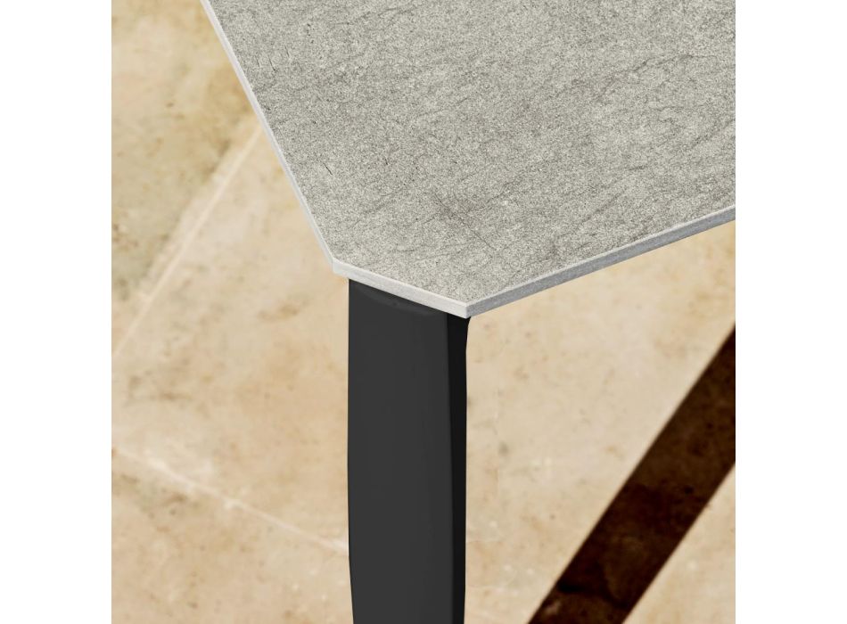 Ausziehbarer Outdoor-Esstisch 318 cm aus Aluminium und Steinzeug – Filomena Viadurini