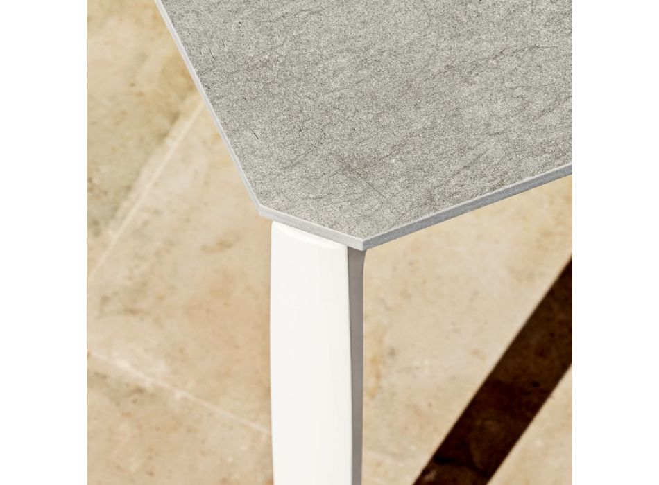 Ausziehbarer Esstisch im Freien 318 cm aus Aluminium und Steinzeug - Filomena Viadurini