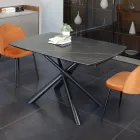Ausziehbarer Esstisch (200/230 cm) aus Glas, Keramik und Metall - Naisha Viadurini