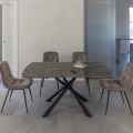 Ausziehbarer Esstisch auf 230 cm aus Glaskeramik und Metall – Kinari