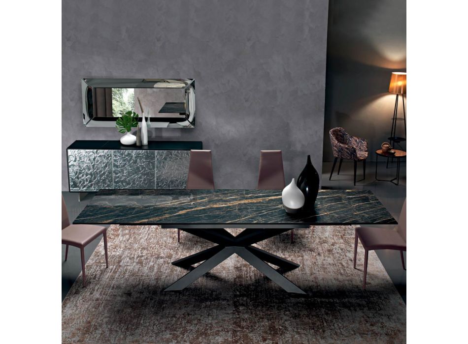 Ausziehbarer Esstisch auf 300 cm aus Hypermarble, hergestellt in Italien – Grotta Viadurini
