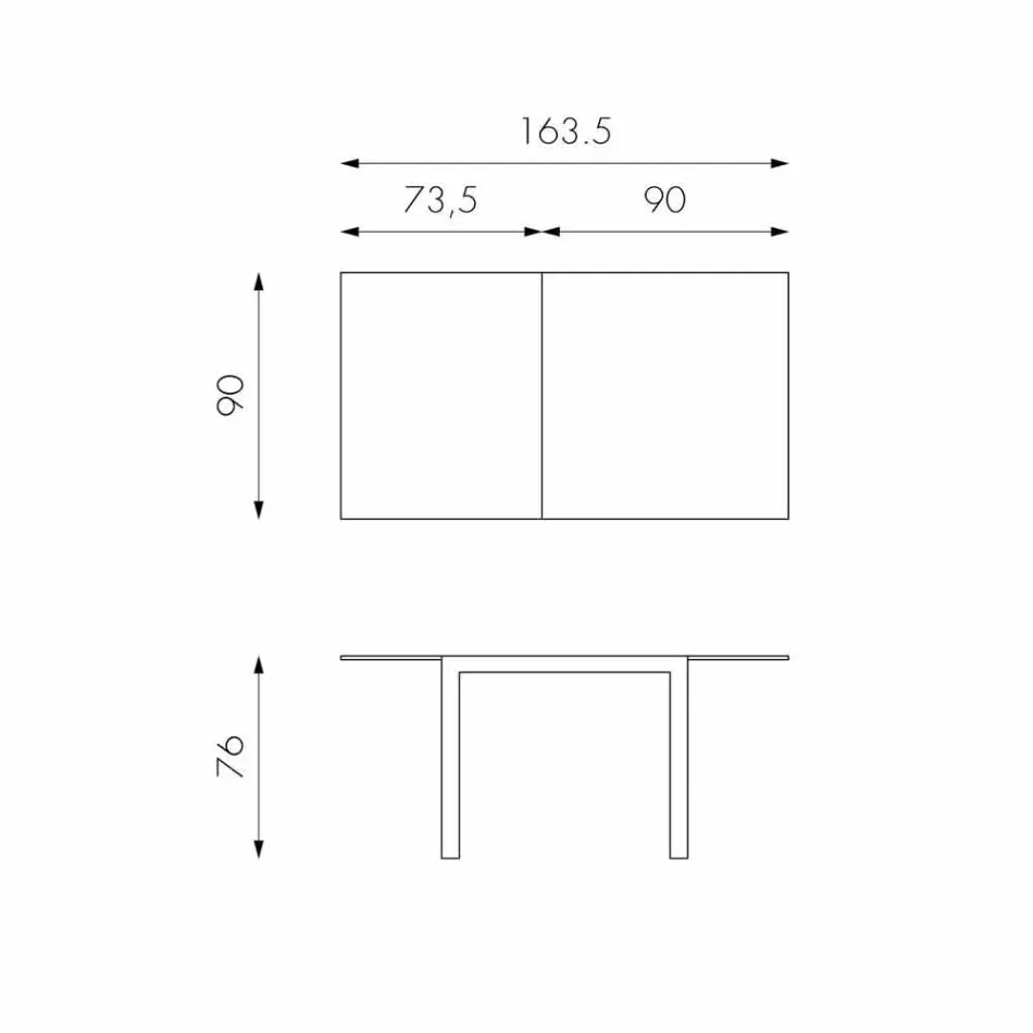 Ausziehbarer Esstisch mit Teo Glasplatte Viadurini