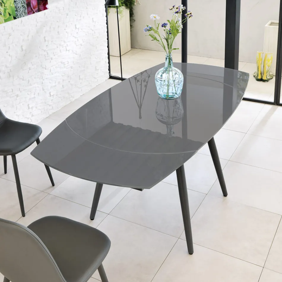 Esstisch verlängerbar mit Glas Tischplatte Japan New Viadurini