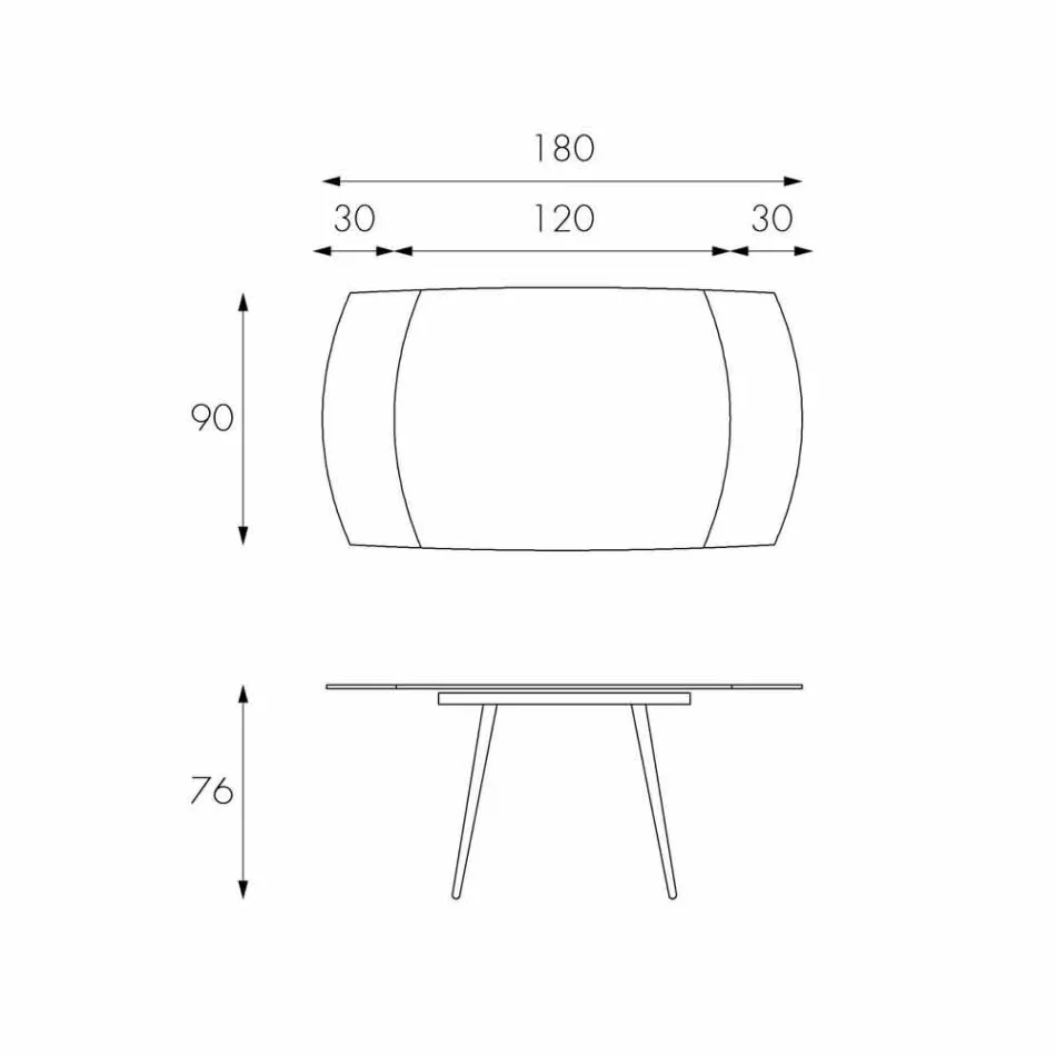 Ausziehbarer Esstisch mit Japan New Glasplatte Viadurini