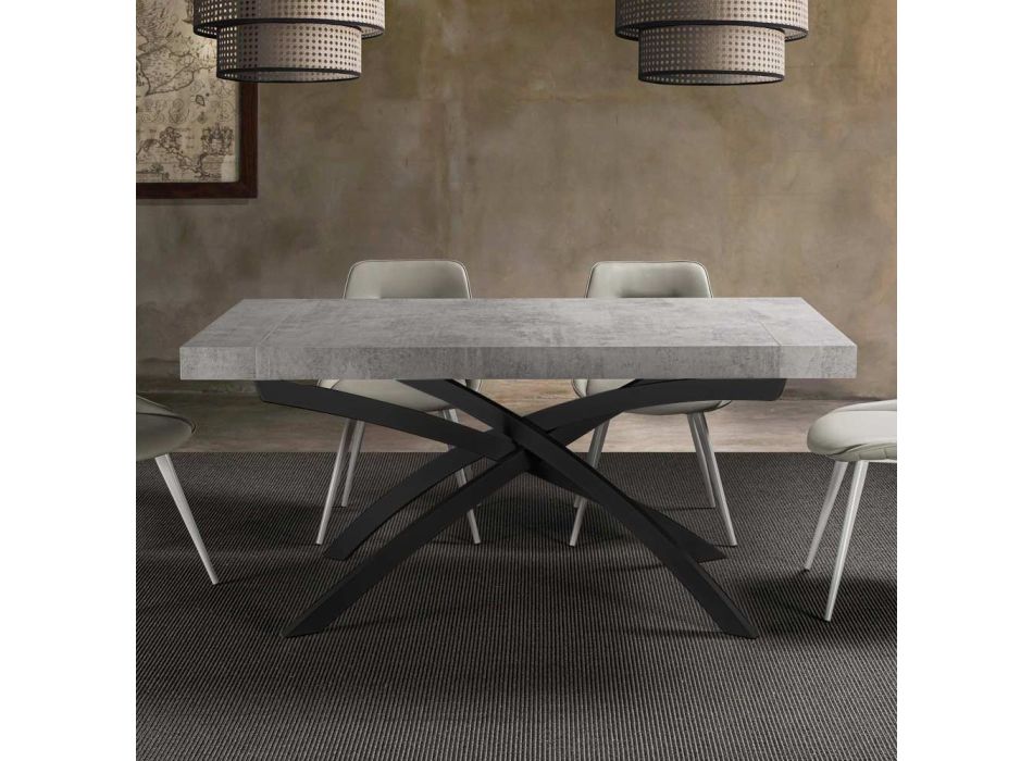 Ausziehbarer Esstisch Bis zu 260 cm aus Melaminholz und Metall - Lukas