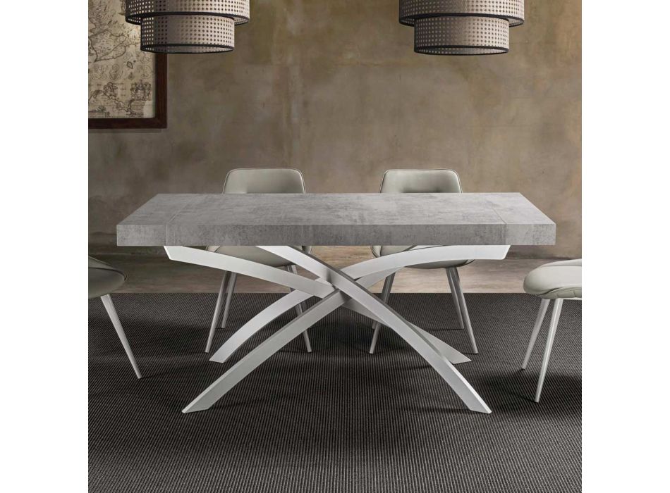 Ausziehbarer Esstisch Bis zu 260 cm aus Melaminholz und Metall - Lukas Viadurini