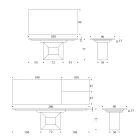 Ausziehbarer Esstisch bis zu 280 oder 298 cm, Keramik, Metall - Revia Viadurini
