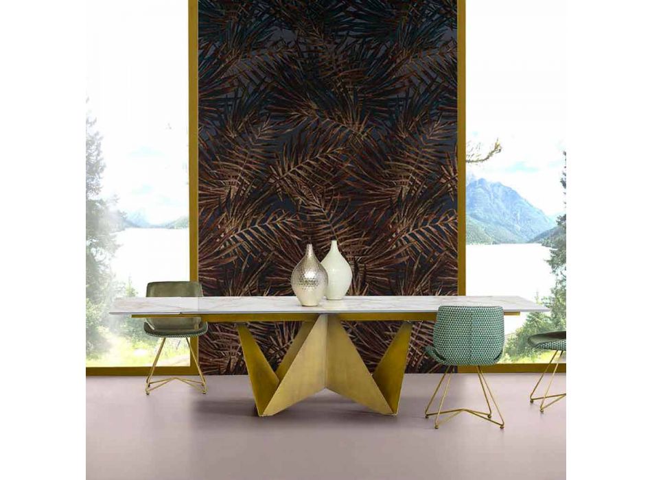 Ausziehbarer Esstisch Bis zu 294 cm in Made in Italy Marmorsteinzeug - Makro Viadurini