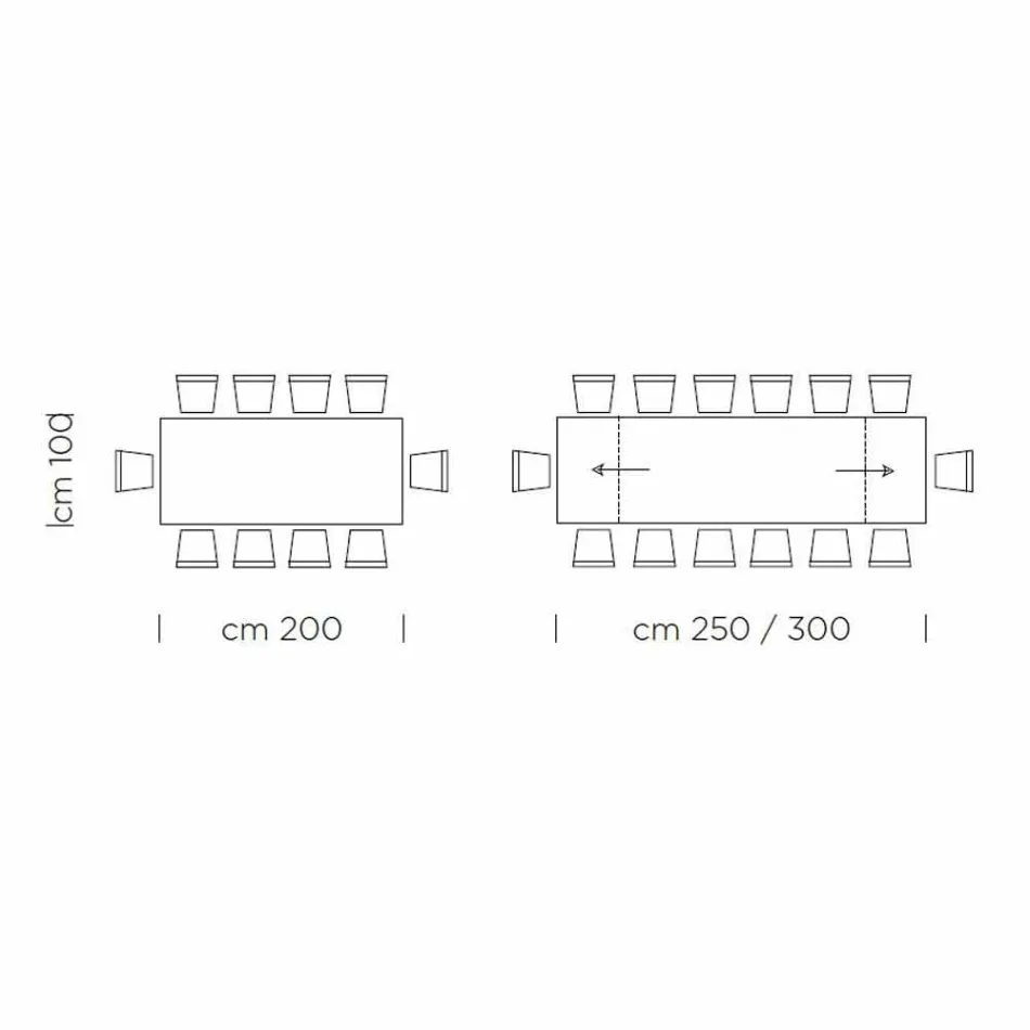 Ausziehbarer Esstisch bis 300 cm aus Laminat, hergestellt in Italien – Settimmio Viadurini