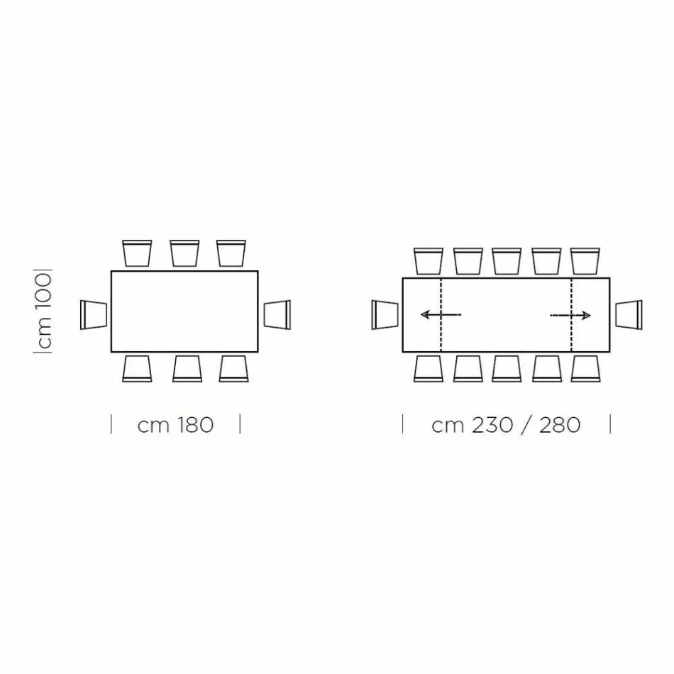Ausziehbarer Esstisch bis 300 cm aus Laminat, hergestellt in Italien – Settimmio Viadurini