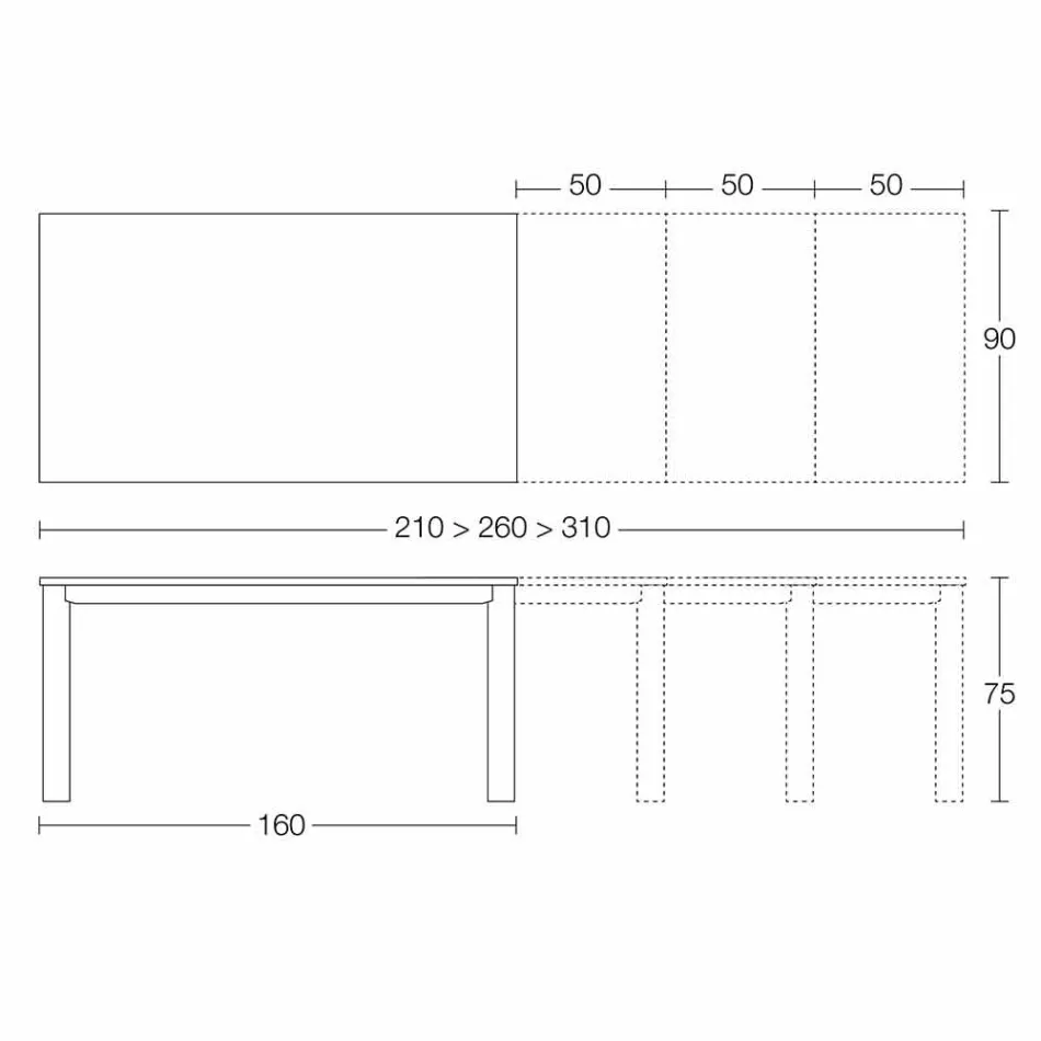 Ausziehbarer Esstisch Bis zu 310 cm in Keramik Made in Italy - Pitagora Viadurini