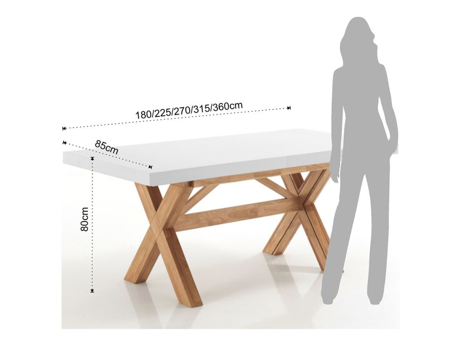 Ausziehbarer Esstisch bis 315 cm aus Massivholz - Massimo Viadurini