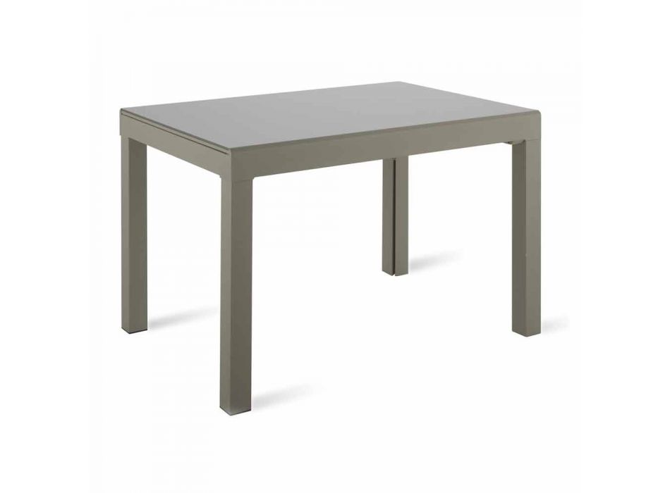 Ausziehbarer Esstisch Bis zu 350 cm aus Melaminglas und Metall - Meryl Viadurini
