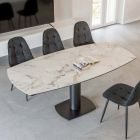Ausziehbarer Esstisch mit Keramik- und Metallgestell – Indira Viadurini