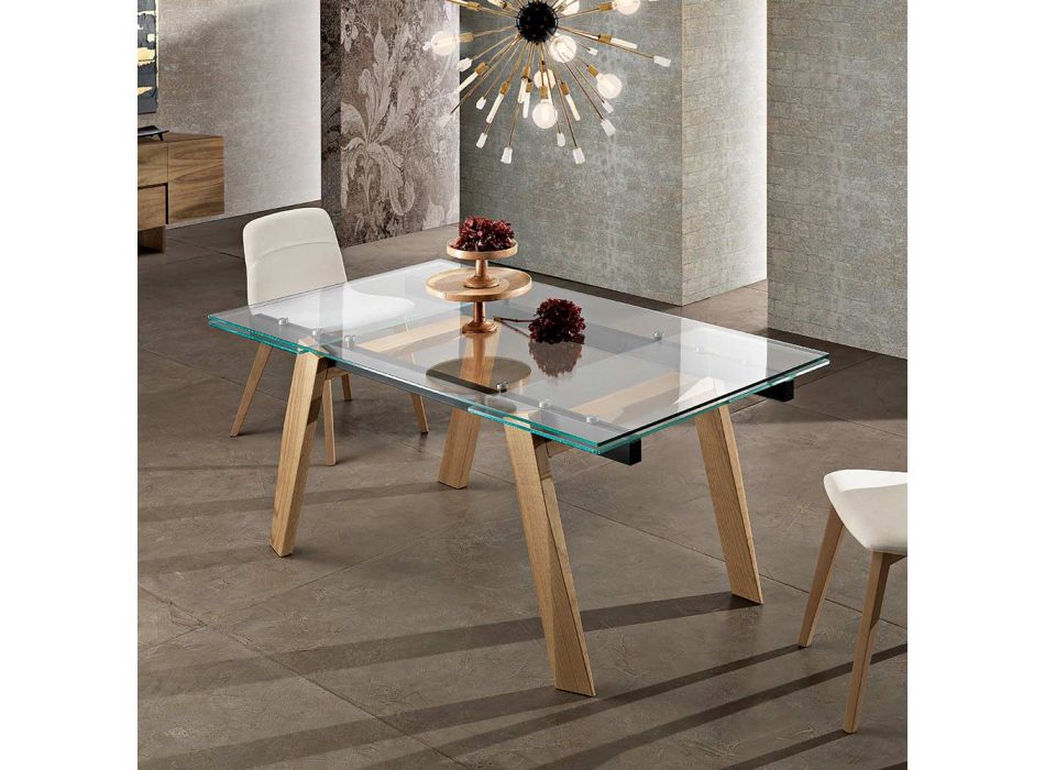 Moderner ausziehbarer Esstisch aus Glas made in Italy, Azad Viadurini