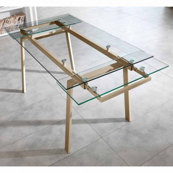 Moderner ausziehbarer Glasesstisch, L140 / 200x P80 cm, Nardo
