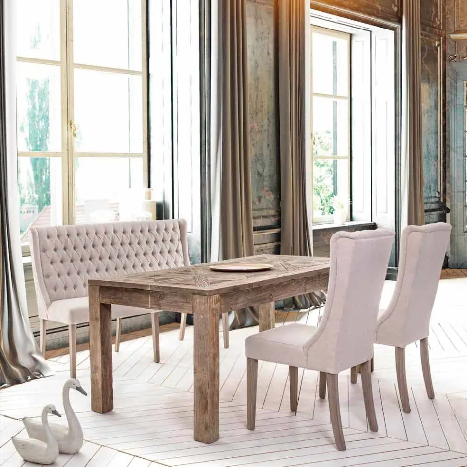 Homemotion Esstisch mit Platte und Beinen aus Ulmenholz - Ulme Viadurini